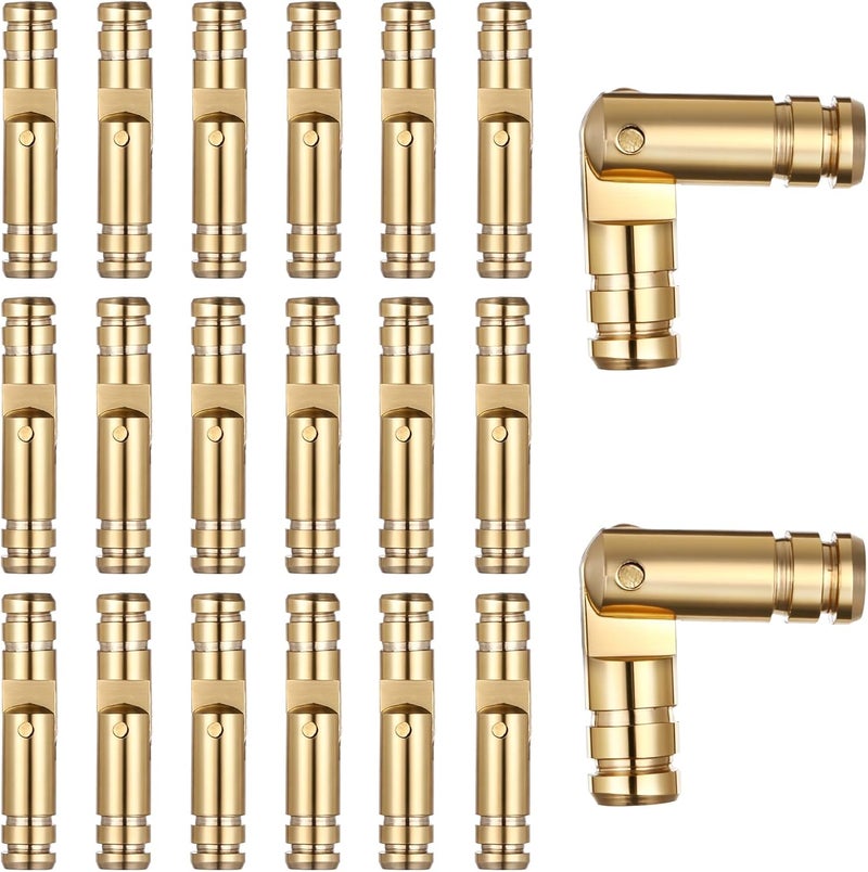 EupHHonycs 20 قطعة مفصلات نحاسية مخفية غير مرئية 20x4 مم مفصلات مخفية لصندوق المجوهرات وأبواب الخزائن ومشاريع النجارة الصغيرة - Image 1